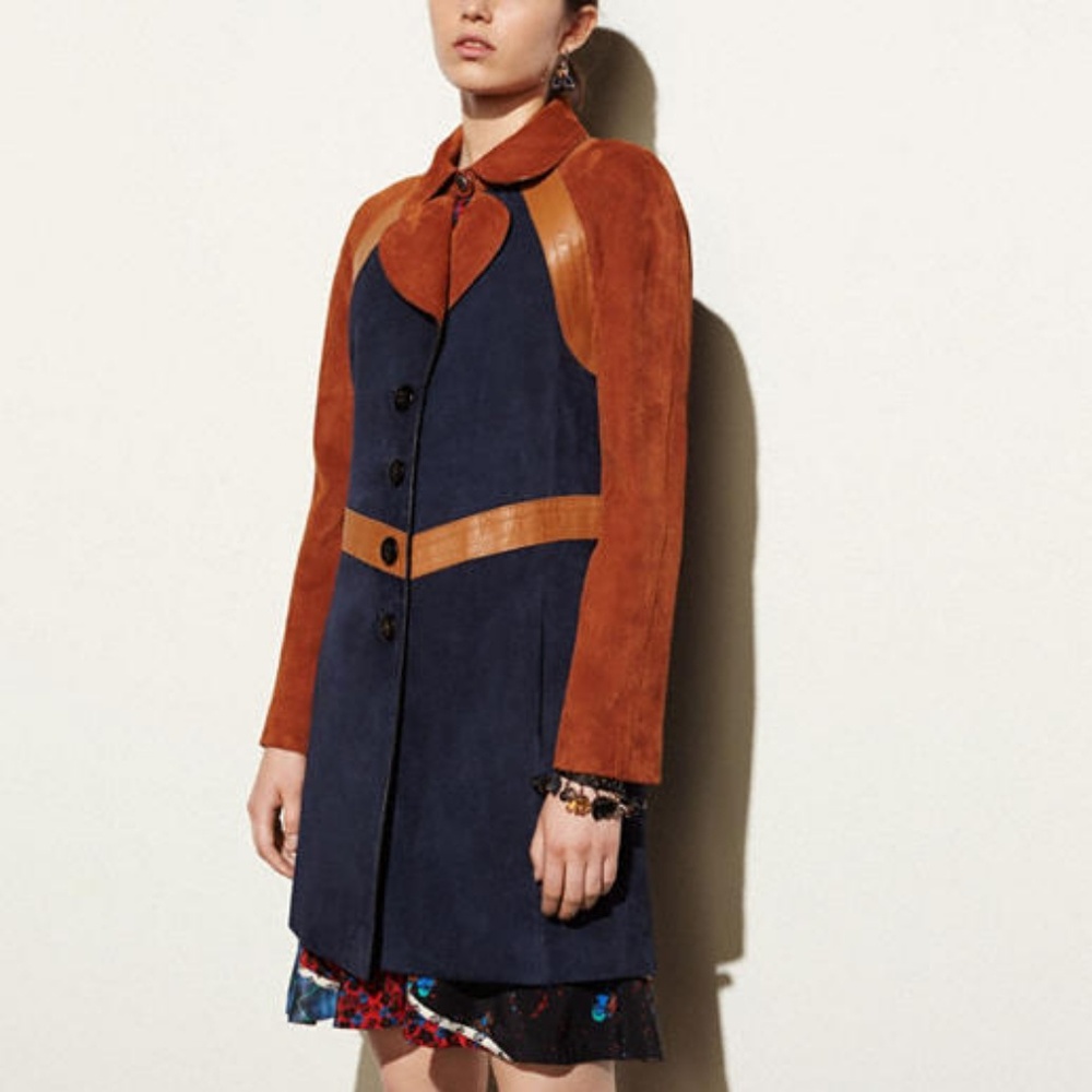 Coach Lamb Suede Colorblock Jacket